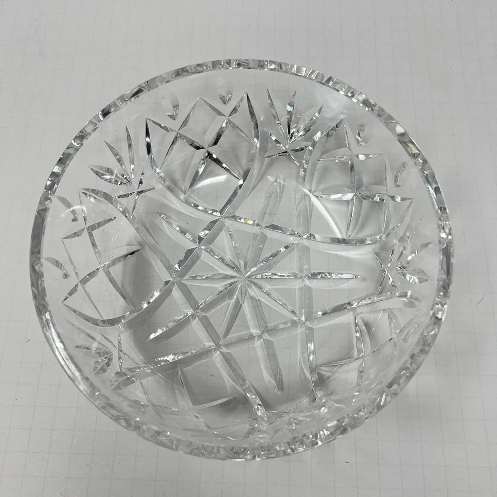Crystal Impression Glass Fruit Bowl Clear Decorative Serving Dish Elegant Center